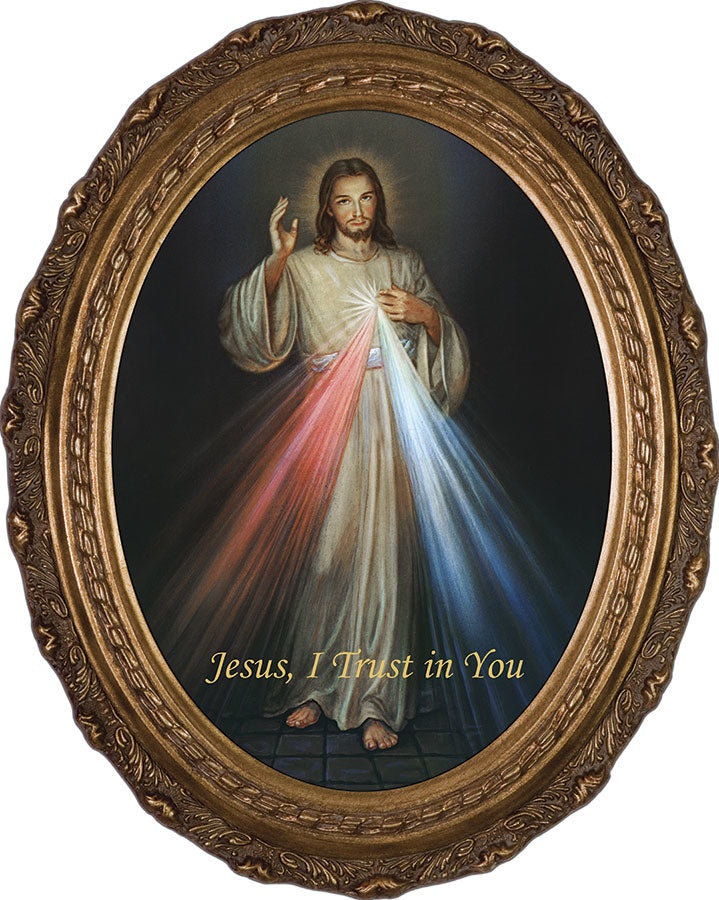 Divine Mercy Canvas - Oval Framed Art