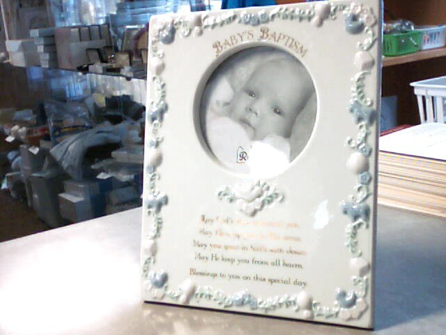 6.75 inch Baptism Porcelain photo frame with prayer