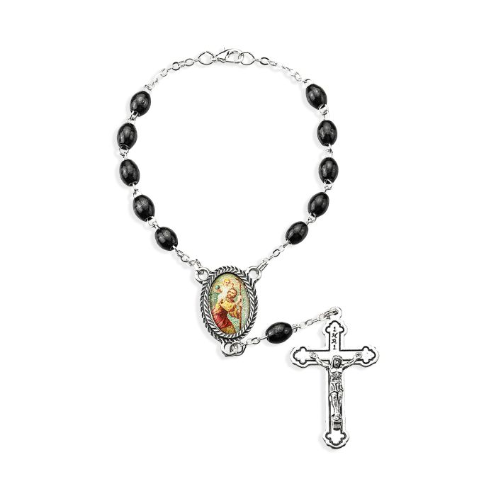 St. Christopher Auto Rosary with Black or Brown Beads