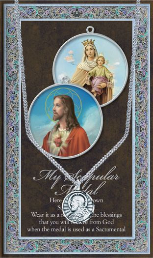 Scapular Medal 1.125" Genuine Pewter with Stainless Steel Chain