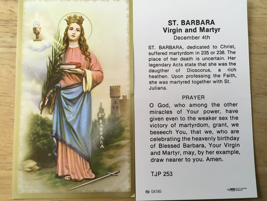 St. Barbara - Holy Card