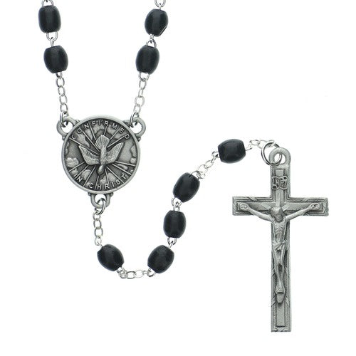 Black Wood Rosary with Holy Spirit Center – St. Anthony's Catholic Gift ...