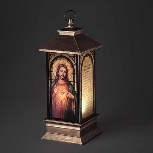 11"H LED SACRED HEART or IMMACULATE HEART LANTERN