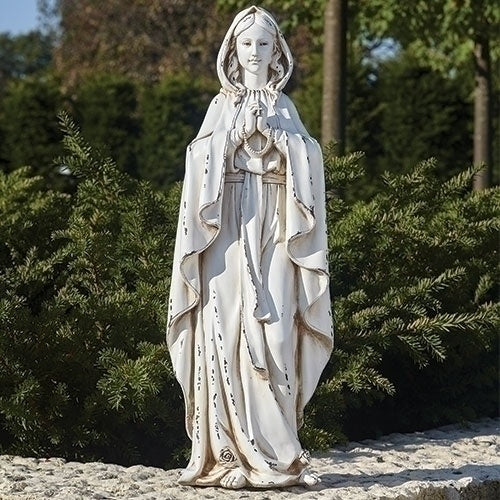 Our Lady of Lourdes, White Garden Statue - 23"