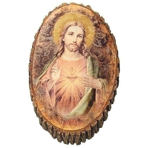 Sacred Heart of Jesus Wood Styled Plaque – 12.25″