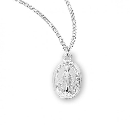 Sterling Silver Mini Oval Miraculous Medal - S3100