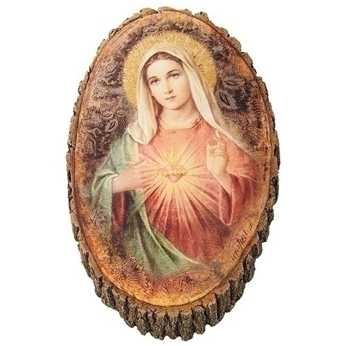 Immaculate Heart of Mary Wood Styled Plaque - 12.25"