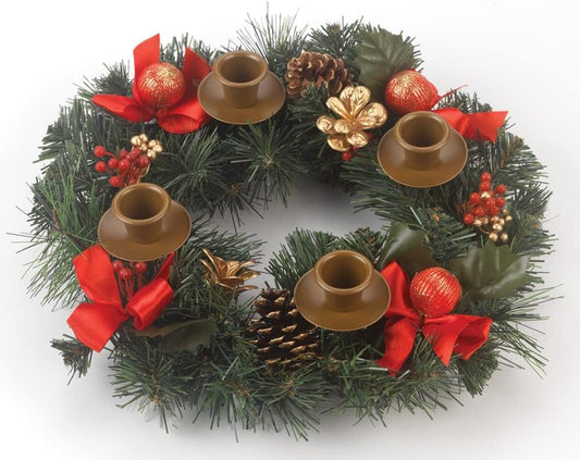 Berry & Red Ribbon Advent Wreath - 11"