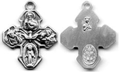 4 way Medal, Sterling Silver on 20" Stainless Steel Chain