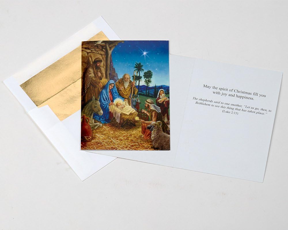 Box Nativity Scene Christmas Cards - Pack of 15