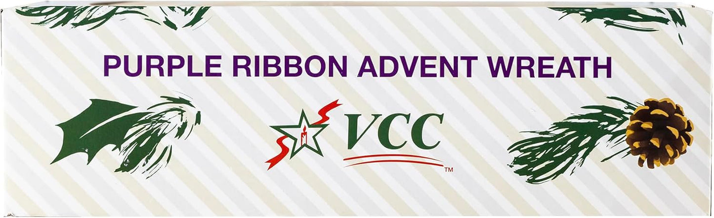 Purple Ribbon Advent Wreath - 11"