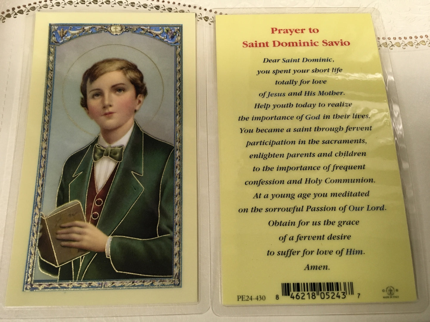 Prayer to St. Dominic Savio Holy Card