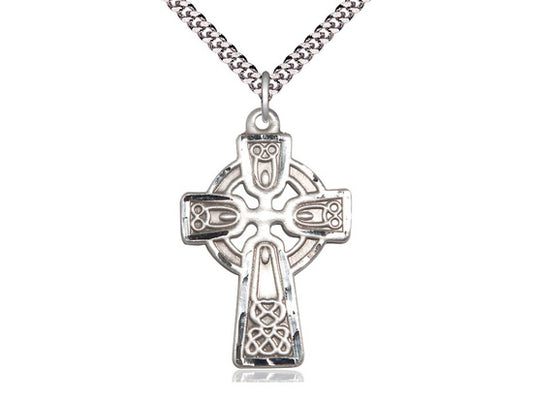 Celtic Cross in Sterling Silver with Stainless Steel Chain