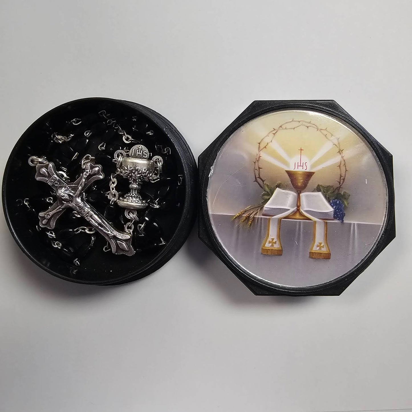 Stone Bead Communion Rosary with Case