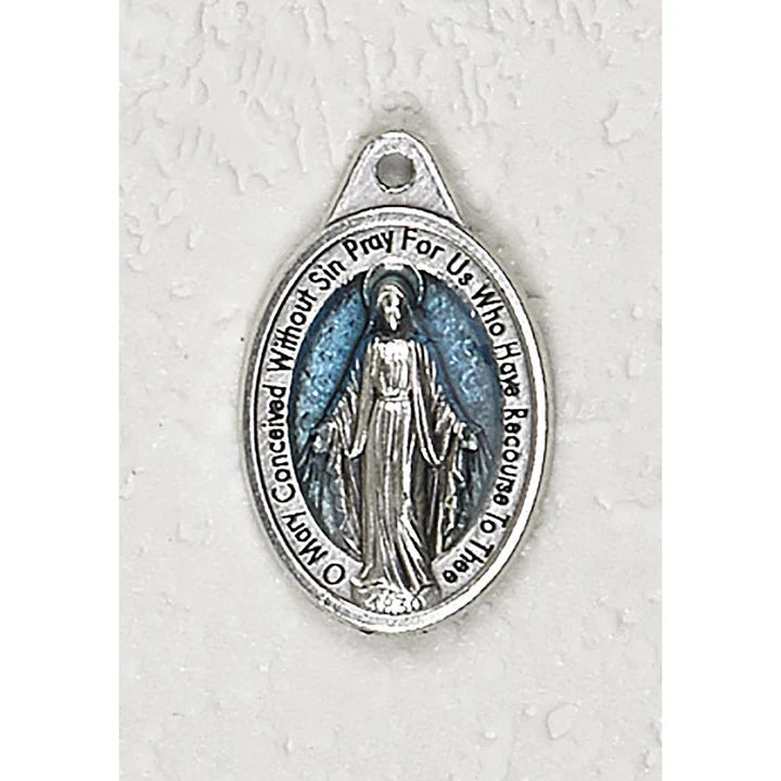 Mini Miraculous Medal with Blue Enamel