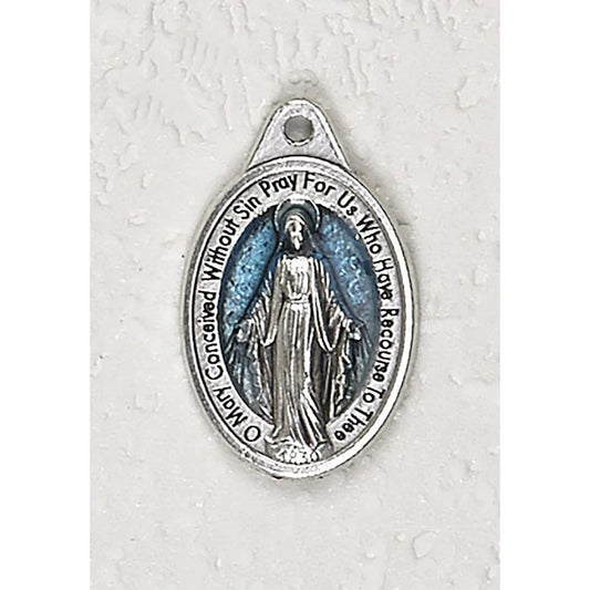 Mini Miraculous Medal with Blue Enamel