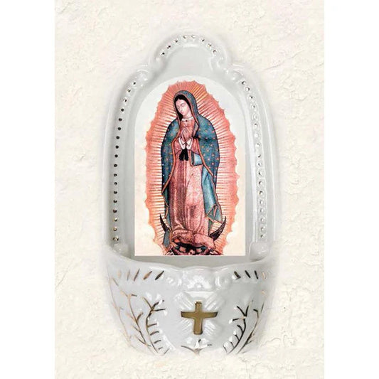 Our Lady of Guadalupe Holy Water Font in Porcelain