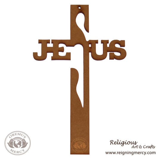 Jesus Cross in Etched Wood