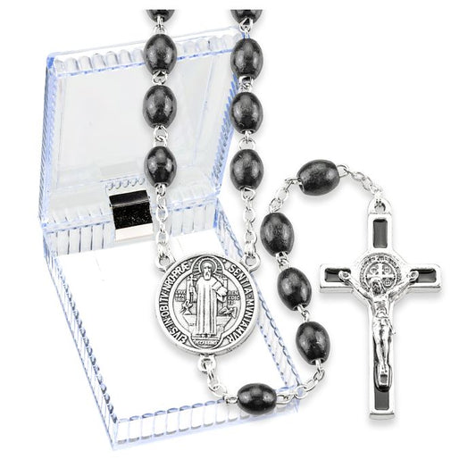Black Wood Bead Benedictine Rosary