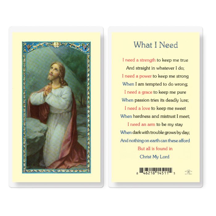 What I Need Holy Card