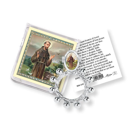 ST.FRANCIS ROSARY RING AND PRAYER CARD
