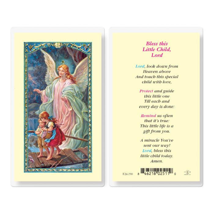 Bless This Little Child, Lord Holy Card with Guardian Angel