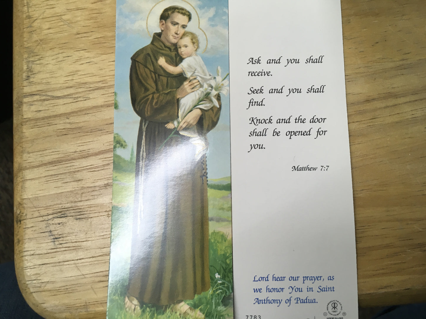 St. Anthony - Ask, Seek, Knock - Bookmark