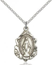 Miraculous Medal with filagree edge in sterling silver