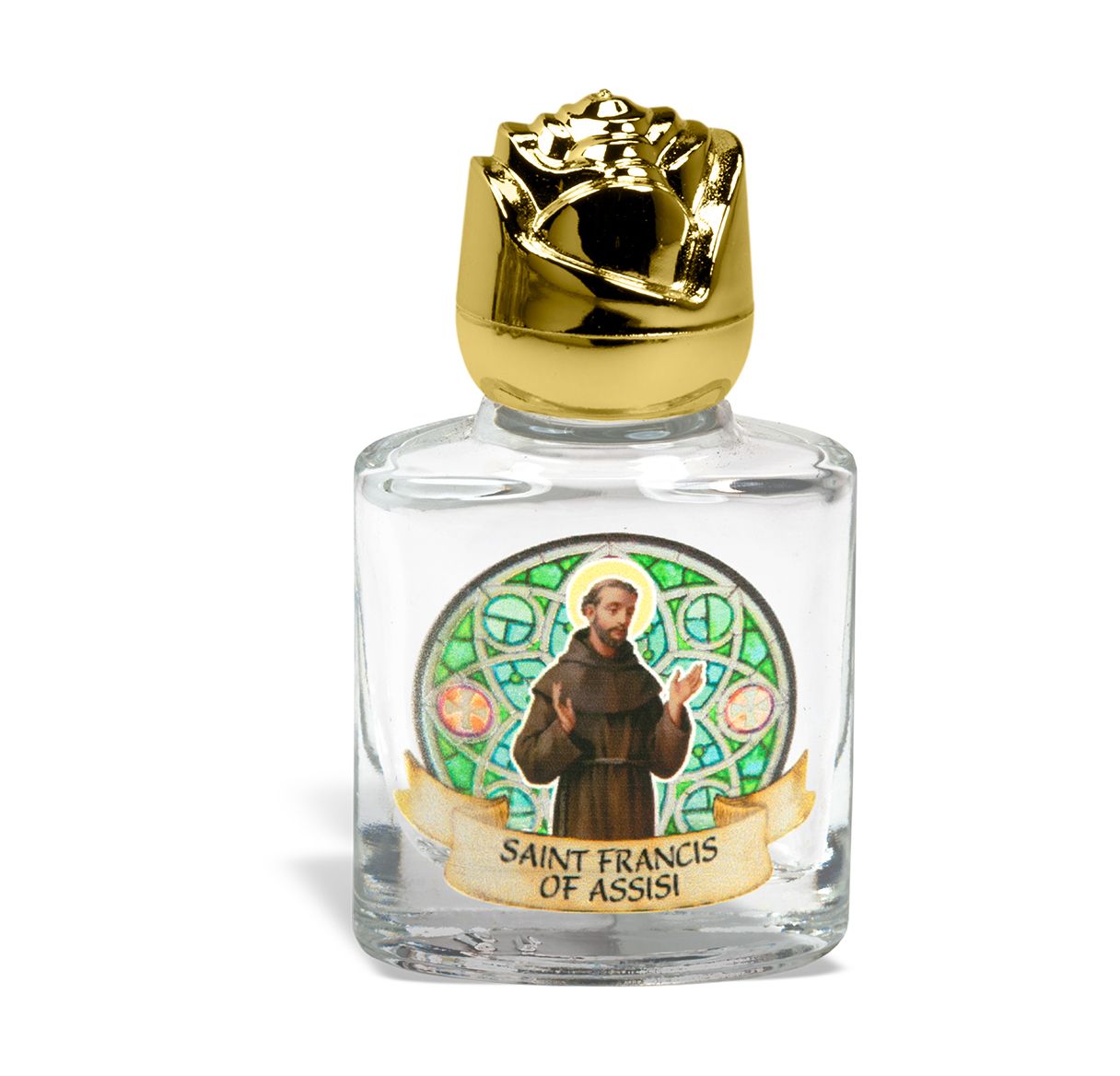 St. Francis of Assisi Glass Holy Water Bottle