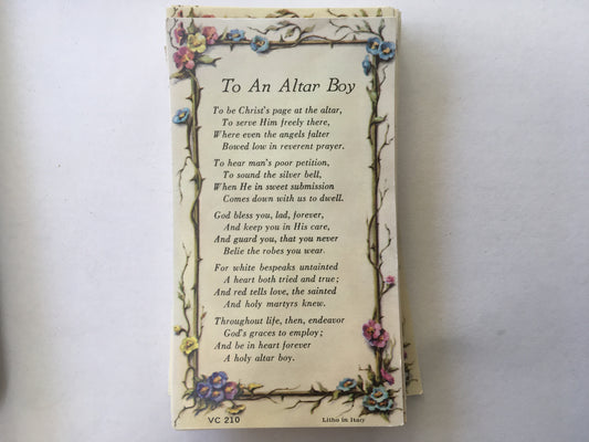 To An Altar Boy - Holy Card