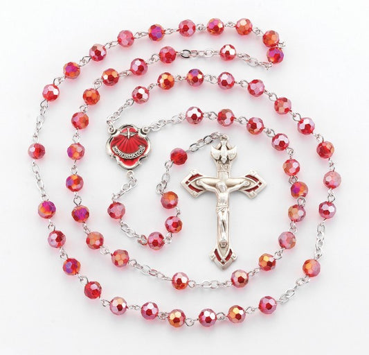 Tin Cut Ruby Aurora Crystal New England Pewter Rosary-