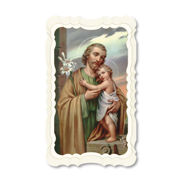 St. Joseph Holy Card with Scalloped Edge - Blank on the back for printing