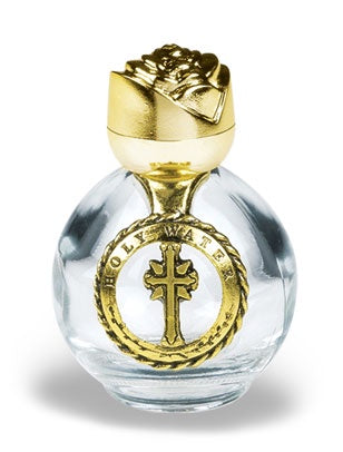 Gold Style with Cross - Glass Holy Water Bottle