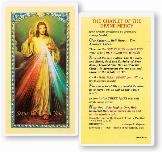 Divine Mercy Chaplet - The Chaplet of Divine Mercy - Laminated Holy Card