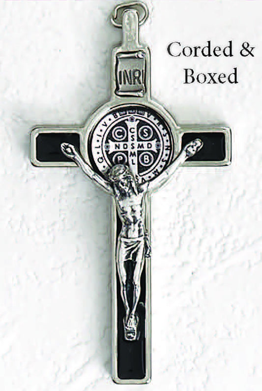 Saint Benedict Black Enamel Cross - Foil Medal