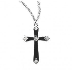 Cross in sterling silver with black enamel finish