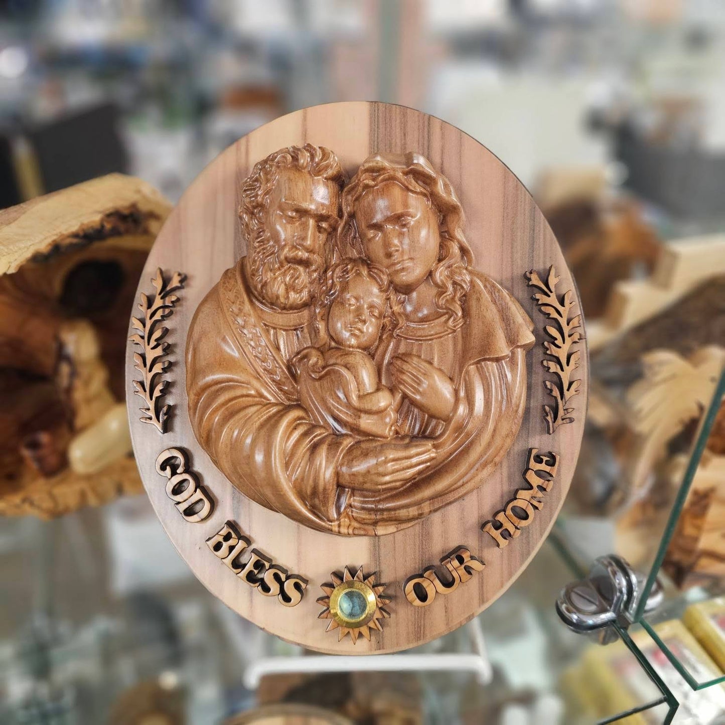 God Bless Our Home, Oval Olive Wood Plaque