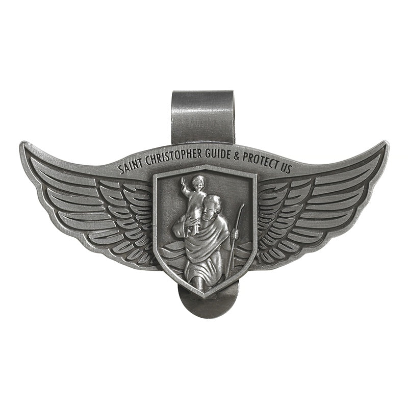 St. Christopher Visor Clip with Wings - #VC785