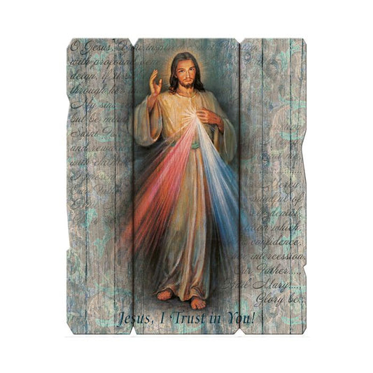 Divine Mercy Large Vintage Wooden Plaque