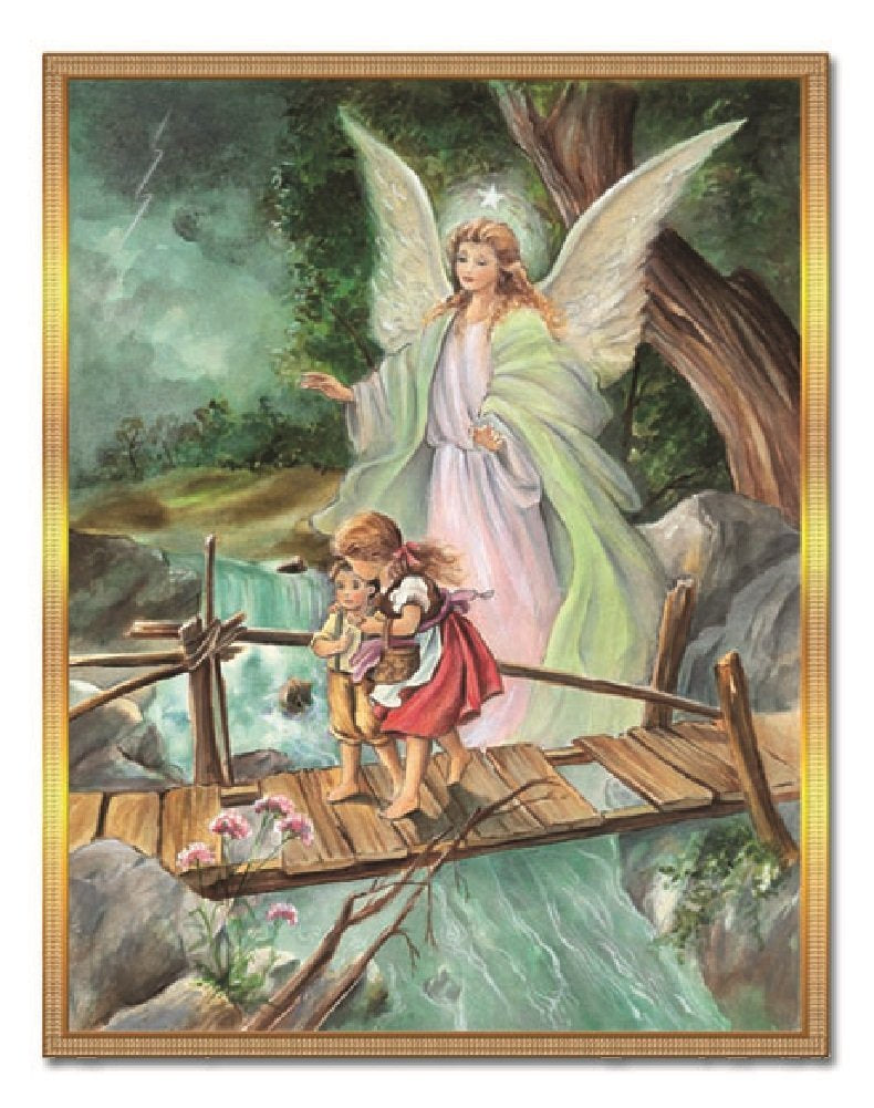 Guardian Angel With Children 8" x 10" Laminated Wall Plaque