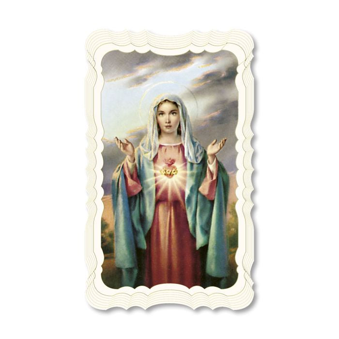 Immaculate Heart of Mary Holy Card with Blank Back and Scalloped Edge