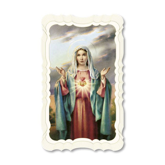 Immaculate Heart of Mary Holy Card with Blank Back and Scalloped Edge