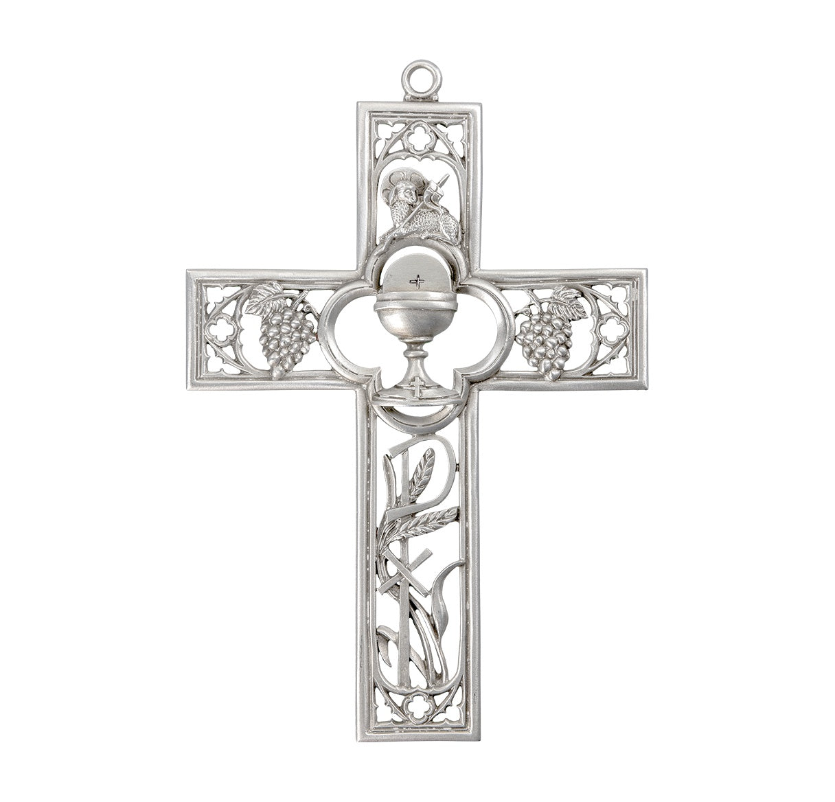 6" GENUINE PEWTER FIRST COMMUNION CROSS WITH CHALICE