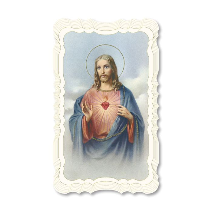 Sacred Heart of Jesus Holy Card - Blank Back with Scalloped Edge – St ...