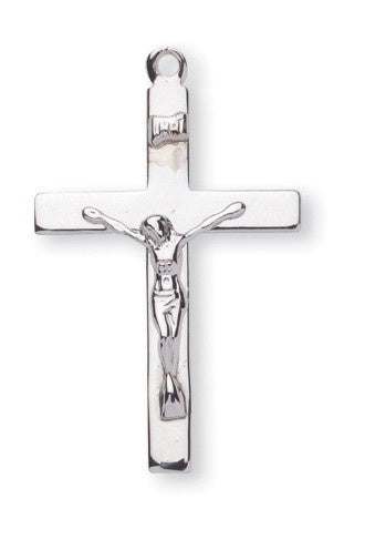 Sterling Silver High Polished Crucifix - Necklace