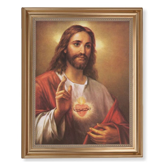 Sacred Heart of Jesus Print in Gold Frame