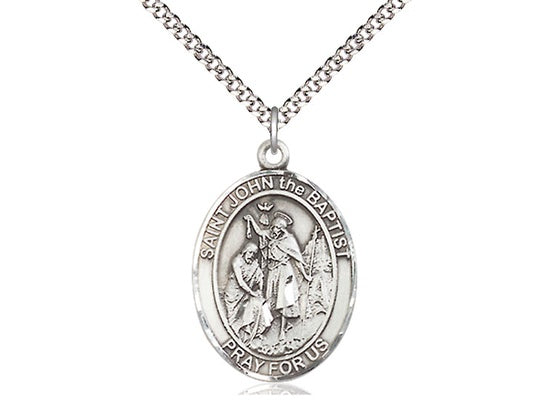 St. John the Baptist Sterling Silver Medal with Stainless Steel Chain