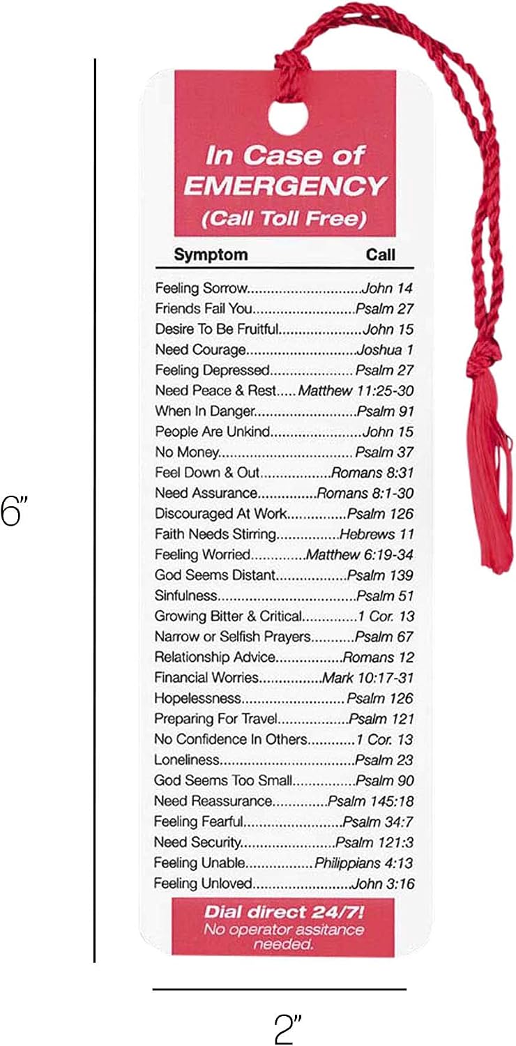 In Case of Emergency Scriptural Reference Bookmark