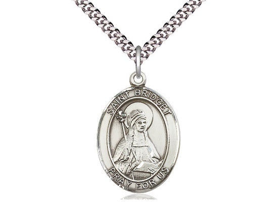 St. Bridget of Sweden Sterling Silver Medal with 18" Chain