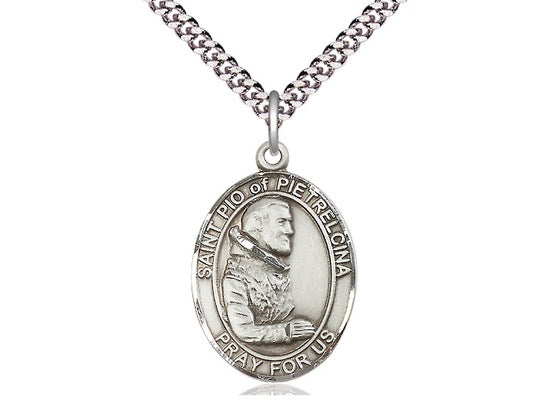 St. Pio of Pietrelcina, Oval Sterling Silver Medal